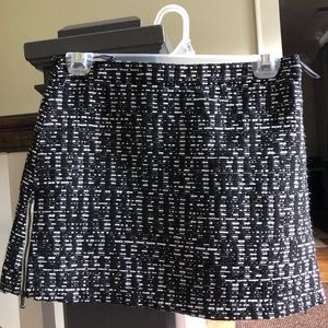 Black/White Topshop Mini Skirt with Side Zippers